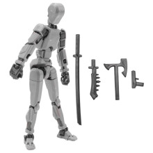 Robot Action Figure, 3D Printed with Full Articulation for Stop Motion Animation Gray