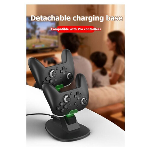 Fast Dual Charger for  2 Pro Controller Charging Stand Dock Station Holder Cradle with Green Indicator Light White 1