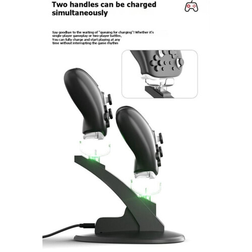 Fast Dual Charger for  2 Pro Controller Charging Stand Dock Station Holder Cradle with Green Indicator Light White 2