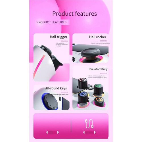 Per PS5 Controller di Gioco Wireless  Hall Joystick Senza Ritardo RGB per Steam per Android PC Collega e Utilizza A 2