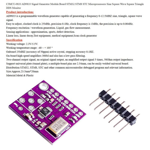 Placa Do Módulo Gerador de Sinal CJMCU-9833 para Microprocessadores STM32, STM8 e STC, com Ondas Senoidais, Quadradas, Triangulares e DDS 1