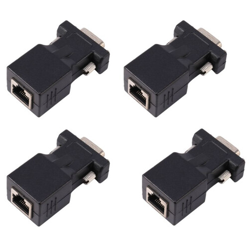 4X VGA Extensor Macho A Lan Cat5 Cat6 Rj45 Adaptador de Cable de Red
