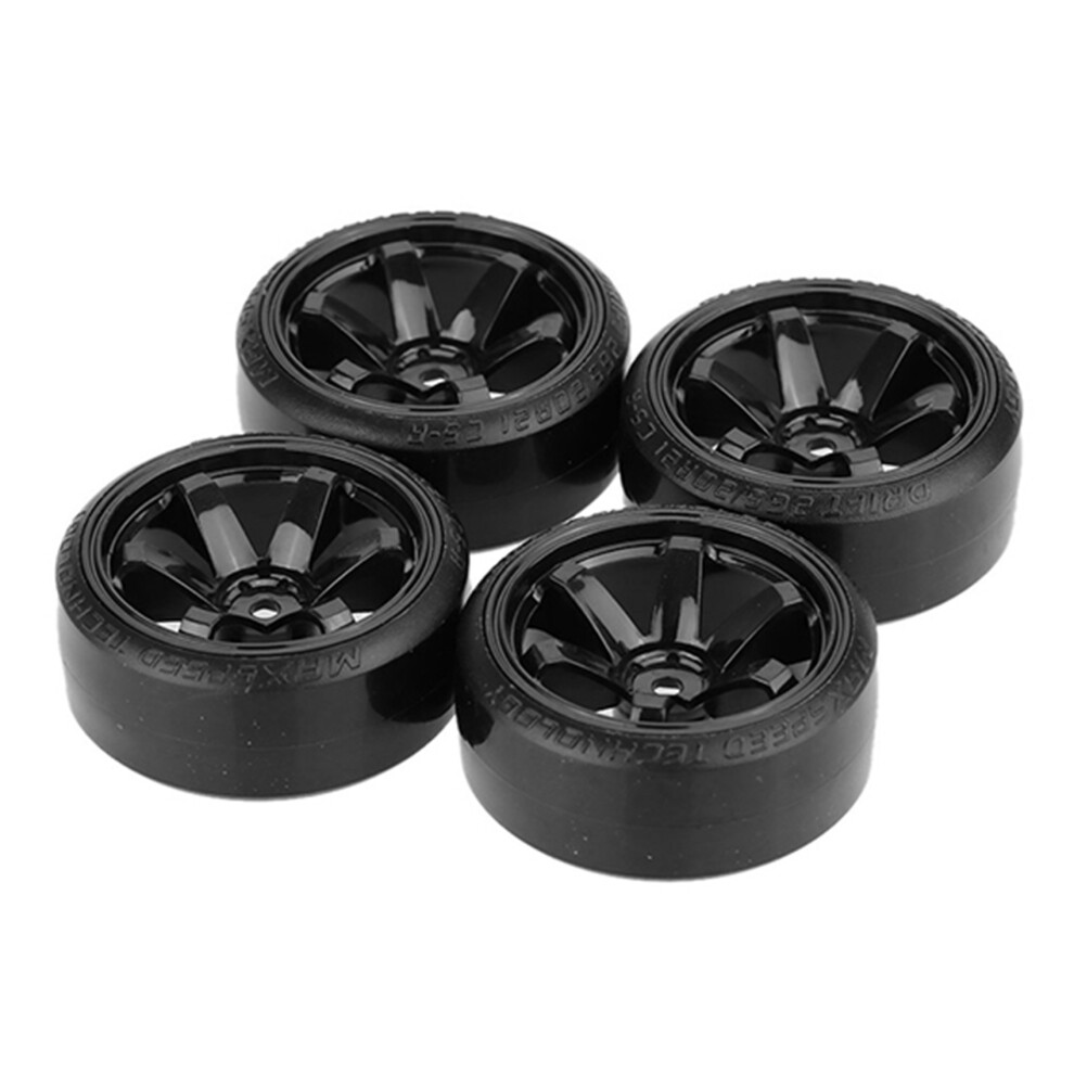 4Pcs Drift Car Tire Wheel Rim Hard Wheel Tyre For 1/10 Hsp Hpi Drifting Rc Car Black 4712553282562