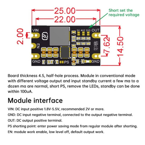 5Pcs - Buck Boost Module 1.8-5.5V to 3.3V 4.2V 5V 3A Adjustable Output Low Ripple Boost Buck Constant Voltage Module 1