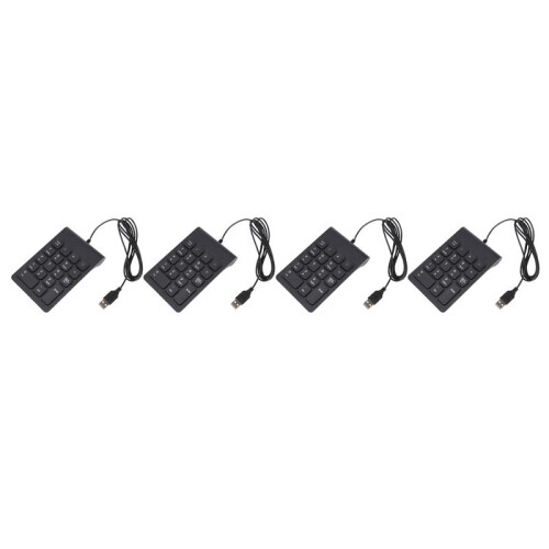 4X  USB Wired Numeric Keypad Numpad 18 Keys Digital Keyboard for Accounting Teller Laptop Windows Android (Black)