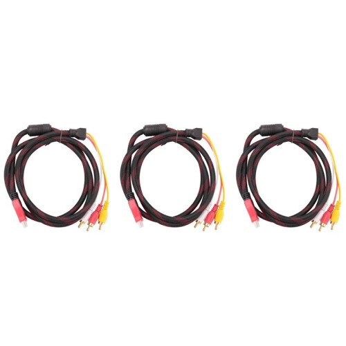 3X US 5Ft  to 3 RCA Video Audio AV Component Converter Adapter Cable for HDTV