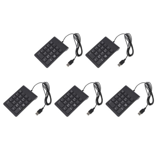 5X  USB Wired Numeric Keypad Numpad 18 Keys Digital Keyboard for Accounting Teller Laptop Windows Android (Black)