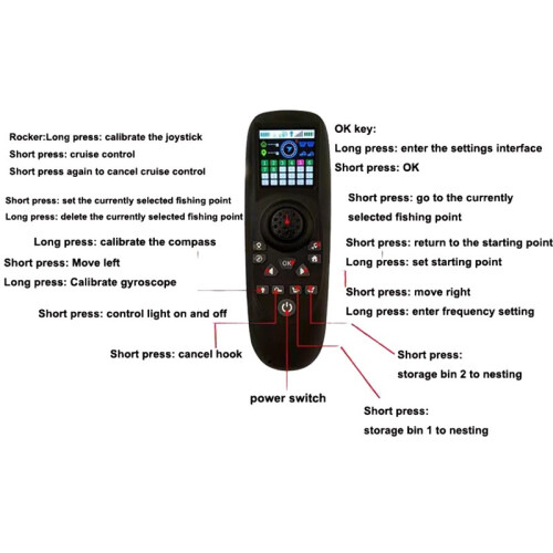 Controle Remoto RX40G com Tela Colorida de 1,54 Polegadas, Receptor 12V/24V com GPS para  de Pesca RC e Acessórios para Modelos de Navios 2