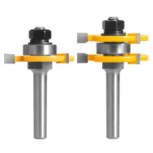 2Pcs 8Mm Shank Joint Assembly Router Bit Set Tongue &  T-Slot Milling Cutter for Woodwork Cutting Tools