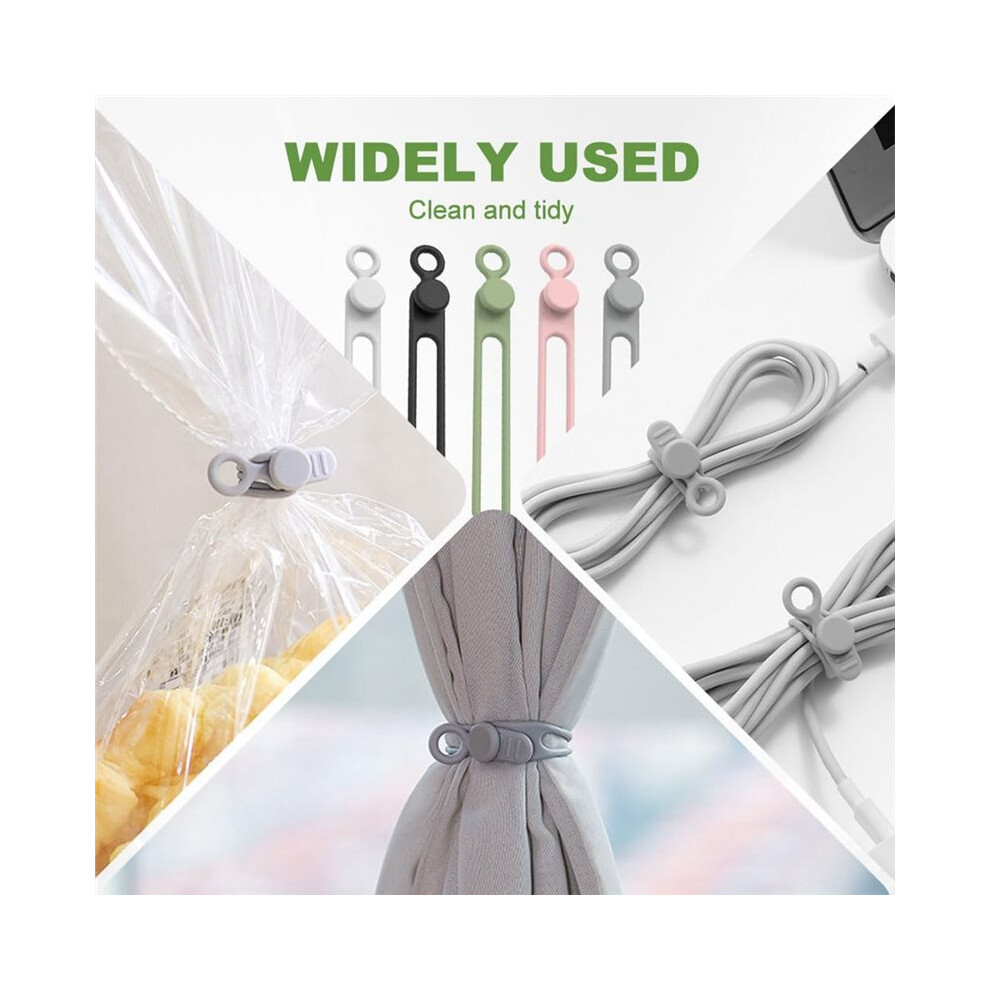 12Pc Data Cable Organizer, Upgrade Silicone Cable Ties Reusable Cable Management Organizers, For Fastening And Bundling 4713326712989