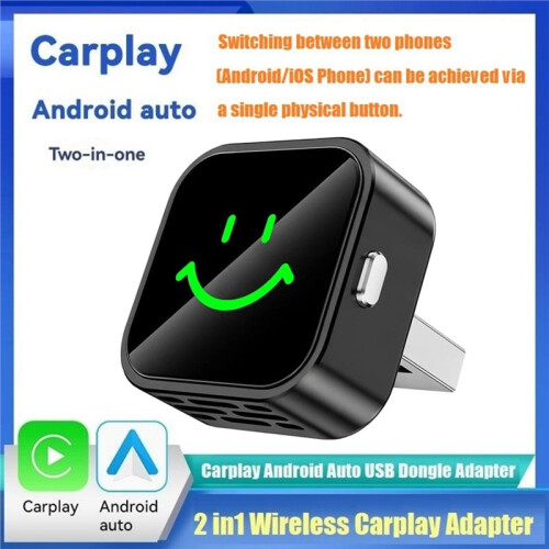 Adattatore USB 2in1 Wireless Carplay per Android AUTO BT5.0  AI Box per Switchable per Android/IOS da Cablato A Wireless Carplay 1