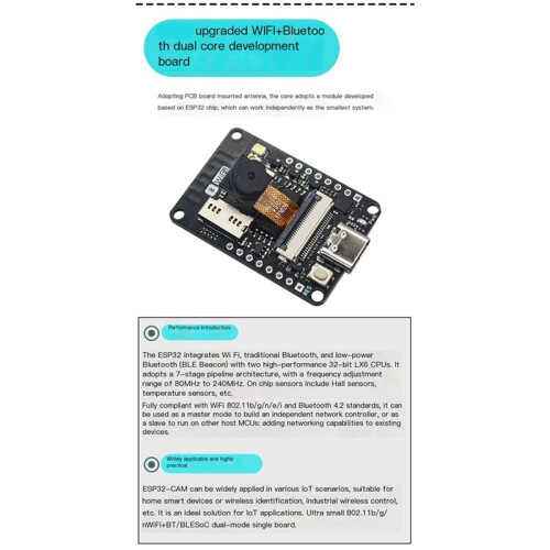ESP32-CAM Development Board Wifi  Module with OV3660 Camera 3MP Type-C Optical Sensors 2