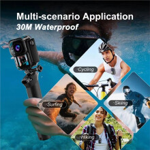 Cámara de Acción WiFi Antivibración 5K con Zoom 5X, Pantalla Táctil, Cámara Corporal para Vlogs, Grabadora de Vídeo de Bolsillo para Bicicleta y