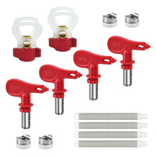 Vändbara Airless SprayPaint Munstycken med Spetsskyddsmunstyckessäten & Paint SprayGun Filter för Airless Sprayer