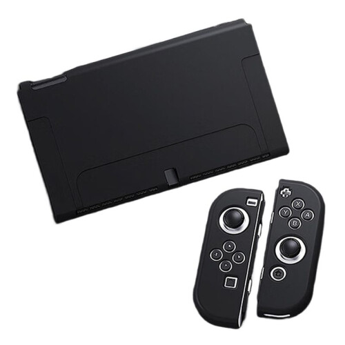 Protective Case for  OLED Console and Joy-Cons,  Can Be Inserted in Dock with Shell for OLED Black