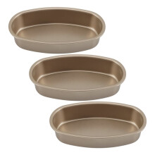 3 Pieces Non Stick Oval Shape Cake Pan Cheesecake Loaf Bread Mold Baking Tray for Oven and Baking