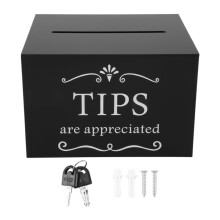 Tip Jars for Money 6 X 4 X 5 Inch Tip Collection Box with Lock Donation Suggestion Box for Tip Storage Raffling Box