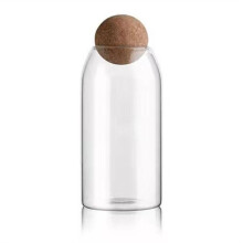 Clear Glass Bottles, Glass Food Storage Containers with Airtight Round Cork, for Candy, Nut, Spice, Coffee Bean,9 X 20cm
