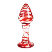 Glazen anale plug - S PLEASURES - 10,3 cm - Transparant rood - Diameter 4 cm - Waterdicht