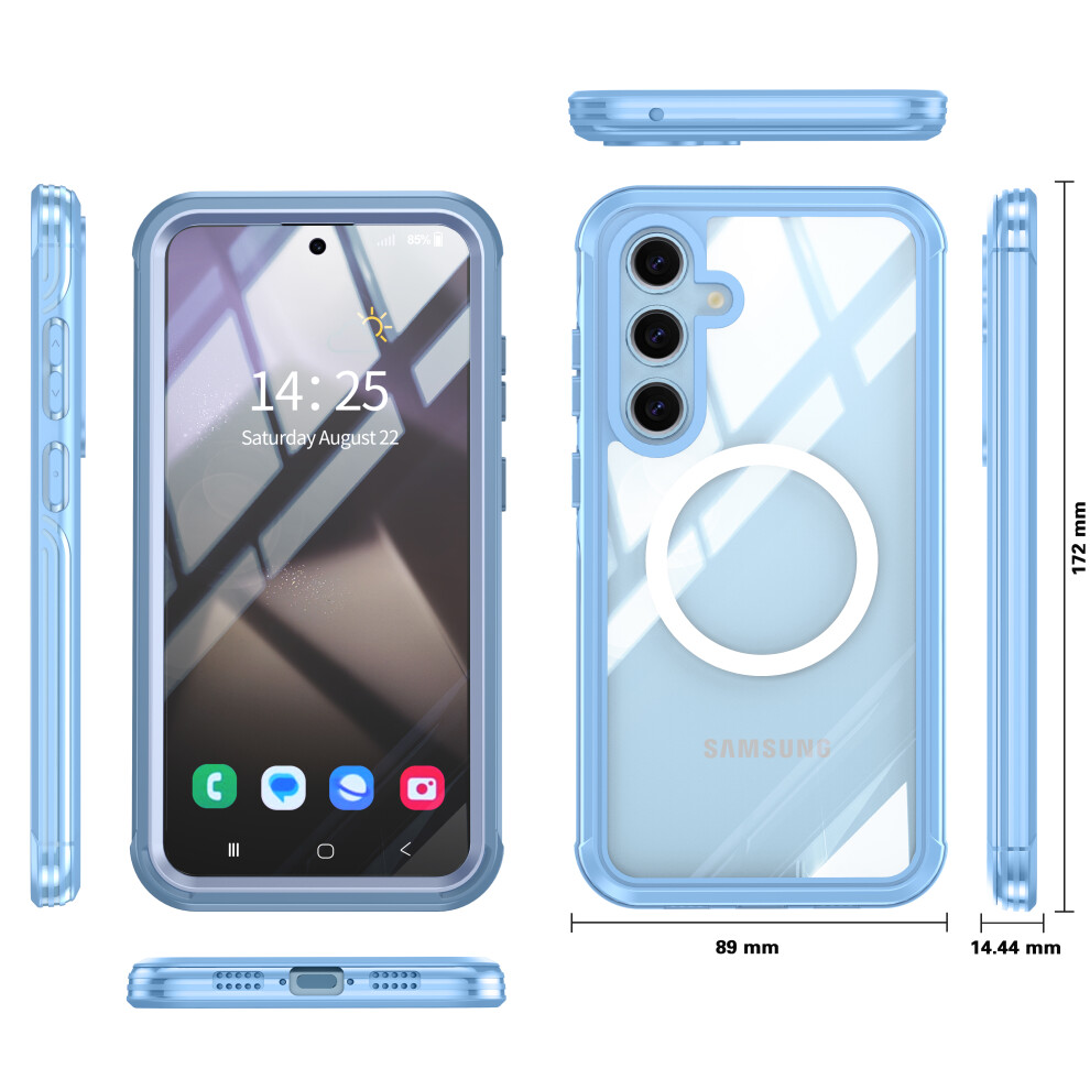 Samsung Galaxy S24 Fe Case, 9H Tempered Glass Back Cover Blue 7314280640539