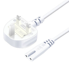 UK Plug 2 Prong Connector Power Cable 2x0.75mm² Electrical Copper Wire 1.5m Charging for PC Laptop White