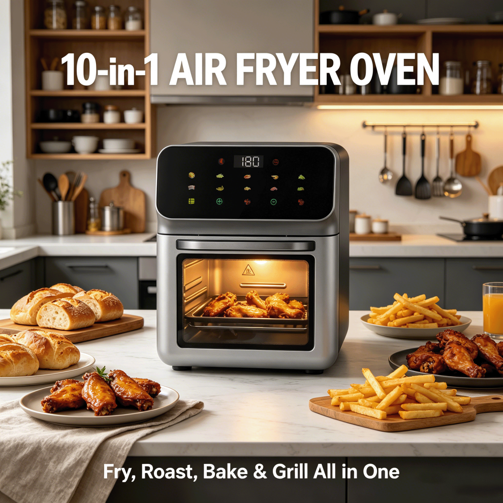 Teetok 12L Multifunction Air Fryer Oven 10 Presets 360° Circulation Eu Plug
