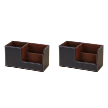 2X Leather Desk Organizer,Office Supplies Holder Desktop Stationery Storage Box for Business Card, Pen, Pencil,Remote D