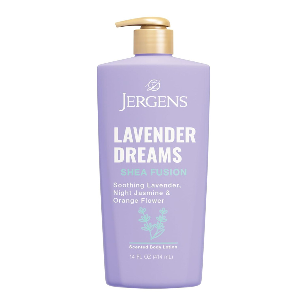 Jergens Lavender Shea Fusion Dreams Body Lotion, Scented Lotion, Moisturizer With Shea Butter And Vitamin E, 14 Fl Oz