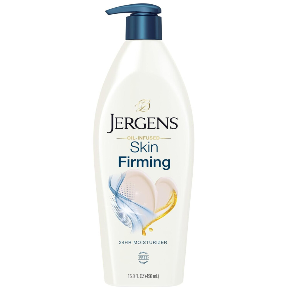 Jergens Cream Skin Firming Body Lotion For Dry To Extra Dry Skin, Skin Tightening With Collagen And Elastin, Dermatologist Tested, 16.8 Oz