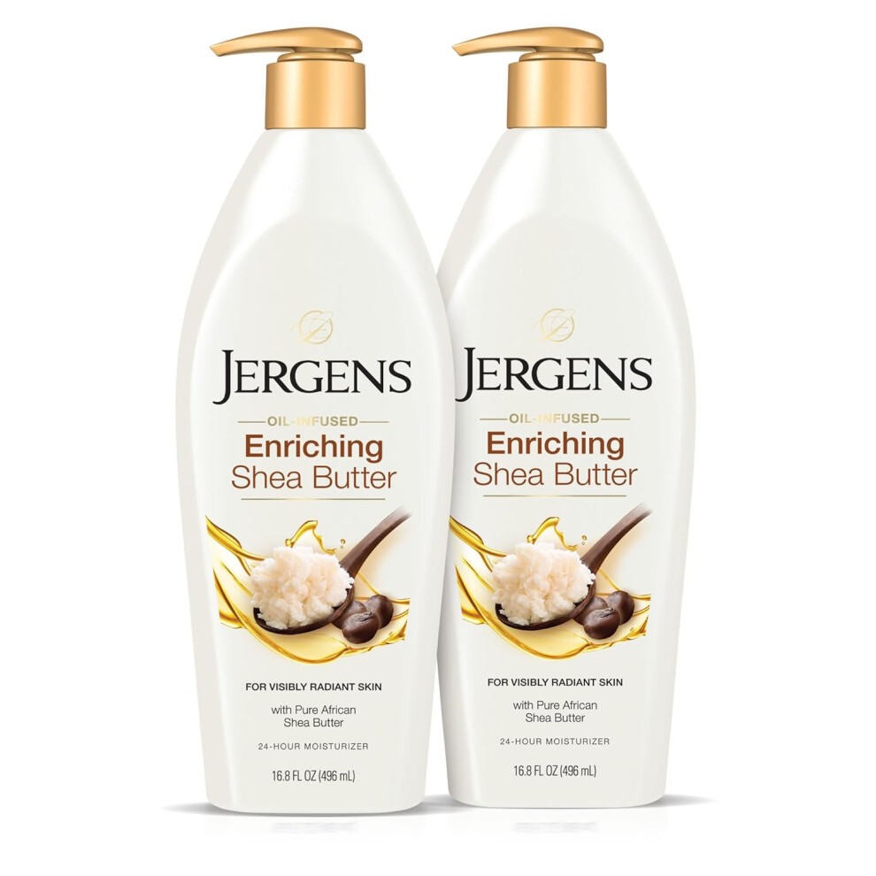 Jergens Shea Butter Body Lotion, Deep Conditioning Moisturizer, Hydration For Dry To Very Dry Skin, With Pure Shea Butter, 16.8 Oz Bottle (Pack Of 2)