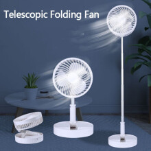 ( White Telescopic Fan) Cordless Fan Telescopic Folding Cooling Wireless Portable Rechargeable
