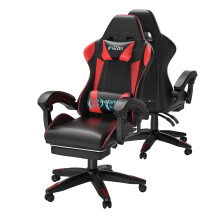 (Red)Massage Gaming Chair Recliner with Footrest