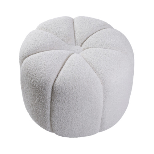 Living And Home Round Shape Teddy Fabric Footstool 2
