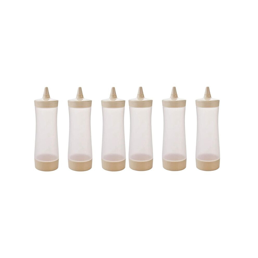 6Pcs Squeeze Squirt Condiment Bottles Ketchup Bottle Mustard Sauce Containers For Kitchen Condiment, Beige 4711948297235