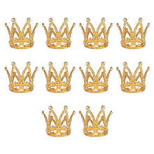 10 Pcs Gold Cake Topper Tiny Baby Small Rhinestone Tiara Crown for Flower Arrangements Shower Birthday Wedding Decor