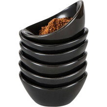 6 kpl keraamisia kastikekulhoja 8,5 cm, musta, sushiin, leikkeleille, grillaukseen ja tarjoiluun