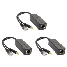 3X Gigabit PoE Splitter 10/100Mbps POE Splitter Output 12V Power over Ethernet IEEE 802.3af Black