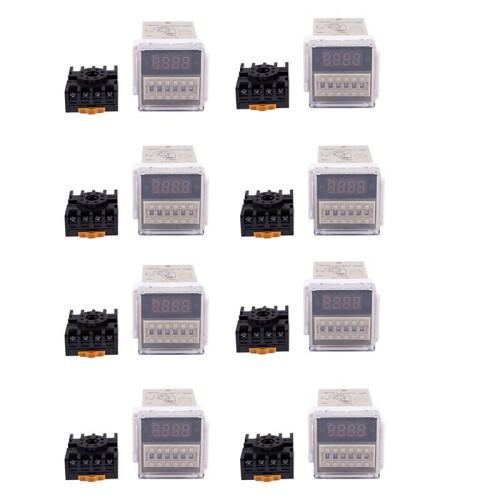 8X AC 220V 5A Programmable Double Delay Relay Device Tool DH48S-S