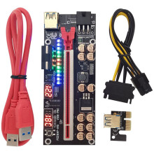3X VER018 PRO PCI-E Riser Card USB 3.0 Cable 018 PCI Express 1X to 16X Extender PCIe Adapter for BTC Mining(Red)