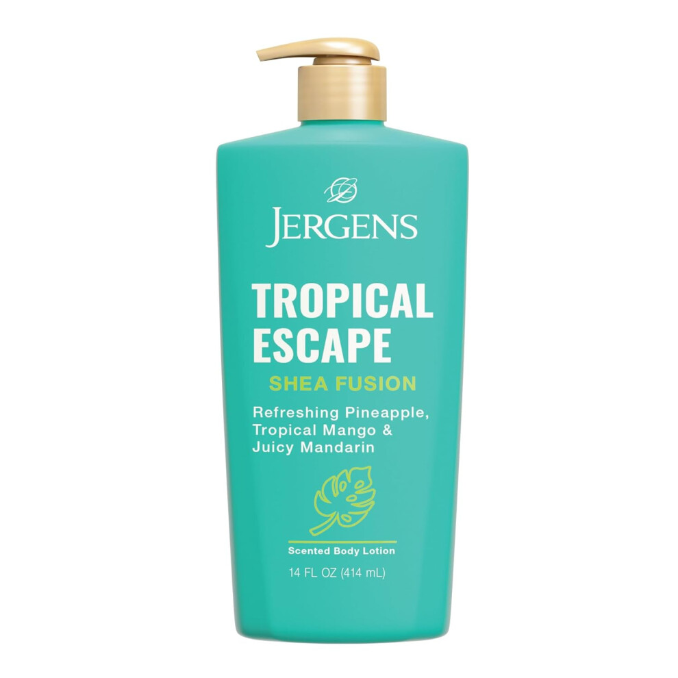 Jergens Shea Fusion Tropical Escape Body Lotion, Scented Lotion, Moisturizing Body Lotion Made With Shea Butter And Vitamin E, 14 Fl Oz