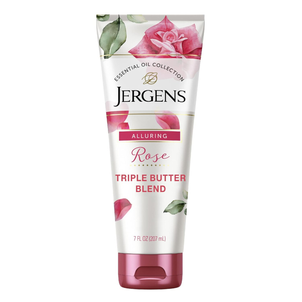 Jergens Rose Body Butter Lotion, Hand And Body Moisturizer With Camellia Essential Oil, For Indulgent Hydration, 7 Oz