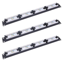 3X UTP 24 Port Rj45 Patch Panel Rack Cable Wall Mounted Bracket Connector Rack Tool Ethernet Lan Network Adapter CAT6
