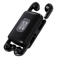 2 in 1 Dual Pair Wireless BT Earphones in Ear Half in Ear Painless Wearing Hifi Noise Cancellation Couple Earbuds Black