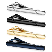 4Pcs Tie Clips for Men Tie Bar Clip Set for Regular Ties Necktie Wedding Business Clips