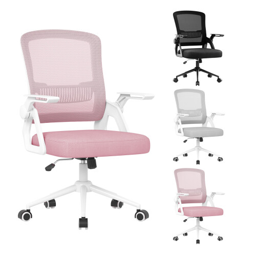 (Pink) Ergonomic Mesh Office Chair with Storage Back