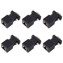 6X VGA Extensor Macho A Lan Cat5 Cat6 Rj45 Adaptador de Cable de Red