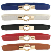 Elastischer Stretchgürtel für Damen, für Kleider, Jeans, 5er-Pack, Blau, Rot, Schwarz, Camel, Rot