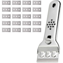 Glass Ceramic Plate Scraper Stainless Steel Glass Ceramic Plate Scraper Paint Scraper with 20 Blades, for Windows/Mirror