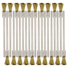 20 Stuks Koperen Draadborstels met Verlengd Handvat - Metaalroest Verwijderen, Polijsten, Reinigen - 6 mm Diameter
