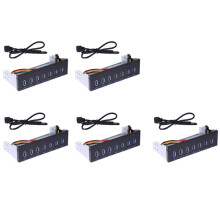 5X 7-Port-USB-3.0-Hub 5Gbs 5,25-Zoll-CD-ROM-Laufwerkschacht CD-ROM Frontplatte fuer Computergehaeuse+USB 3.0 19-Poligen Header zu Typ-A-Stecker Kabel